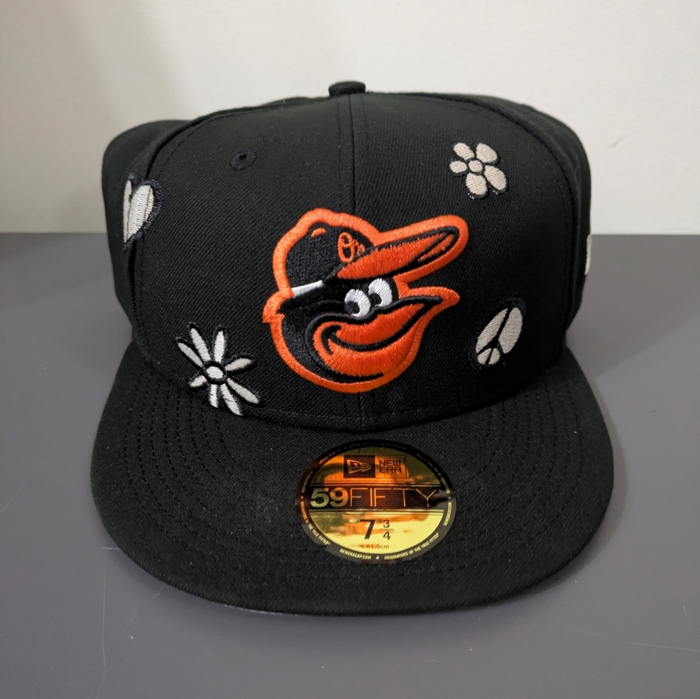 Rare Sold Out New Era 59Fift Baltimore Orioles Hippie Peace Hat 7 3/4